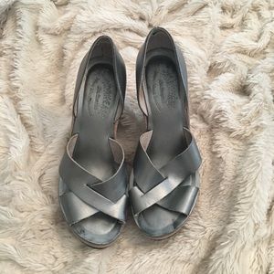 Kork-Ease silver wedge sandal